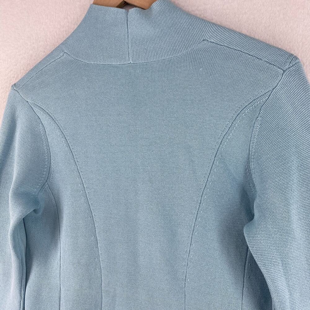 EILEEN FISHER Cardigan S Silk Organic Cotton Interlock Blazer Open Front Blue - Picture 8 of 15